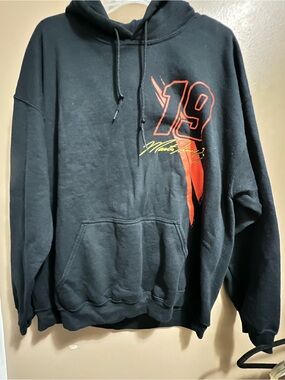 Nascar Black Hoodie with Red and Yellow Graphic - #19 Design